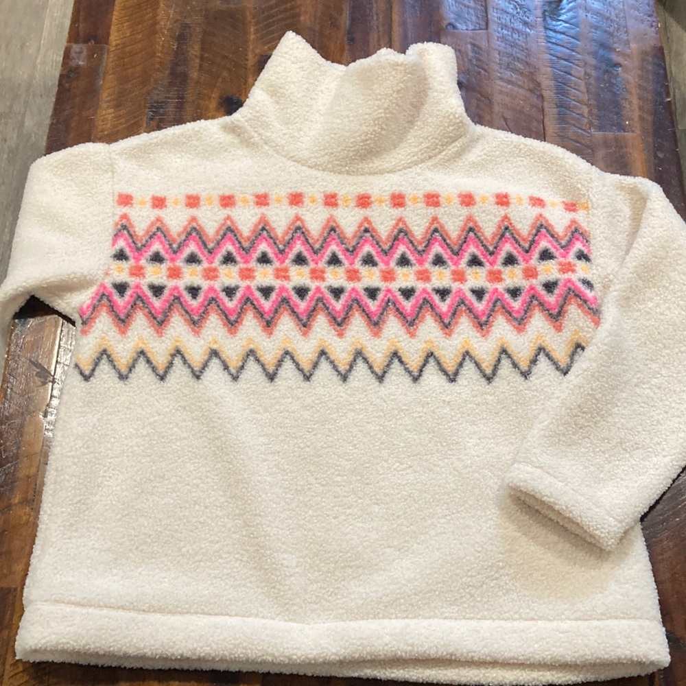 LOFT Cream Sweater with Pink and Black Pattern - Picture 6 of 11